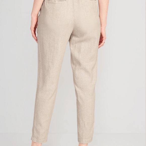 NWT OLD NAVY High-Waisted Cropped Linen-Blend Tapered Pants Flax Linen MEDIUM - Picture 3 of 5